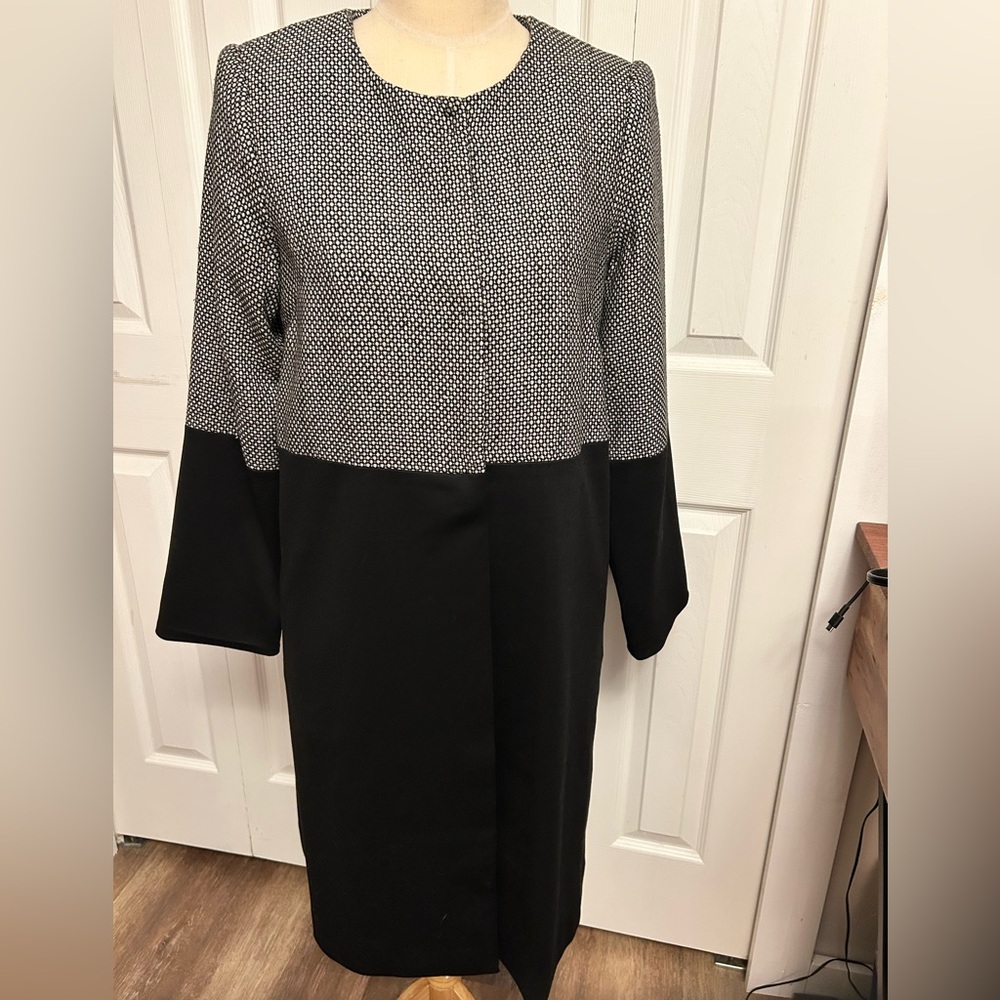 Spiegel Black and White Patterned  Lined Coat